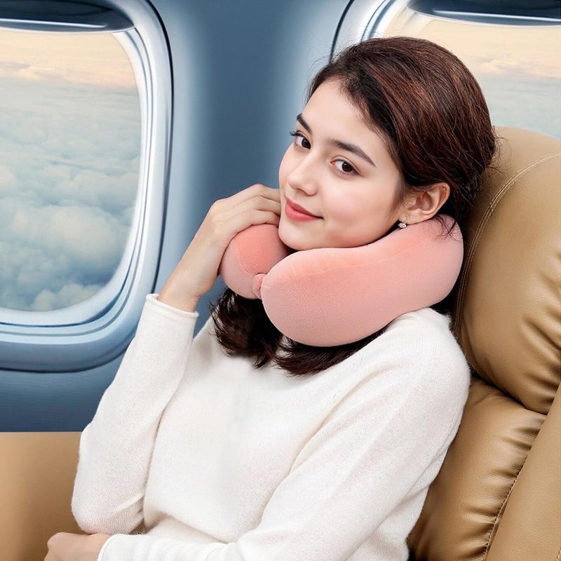 VITANECKART Hump Travel Pillow, High-end Memory Foam Neck Pillow, Double Support for Neck, Head and Chin, 360° Ergonomic Design Full Neck wrap Pillow, Suitable for Office, Airplane and car (Pink) - Image 3